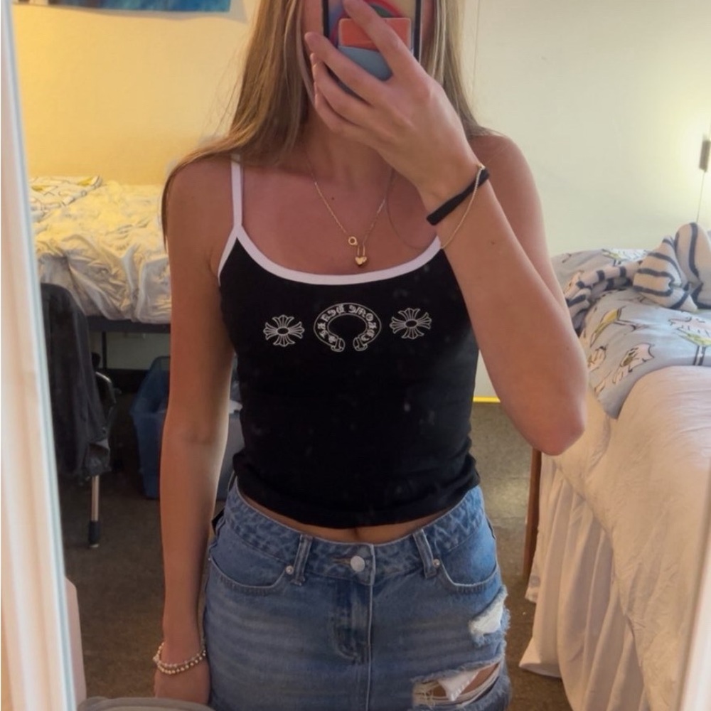 Chrome Hearts Black Tank Top with White Accents